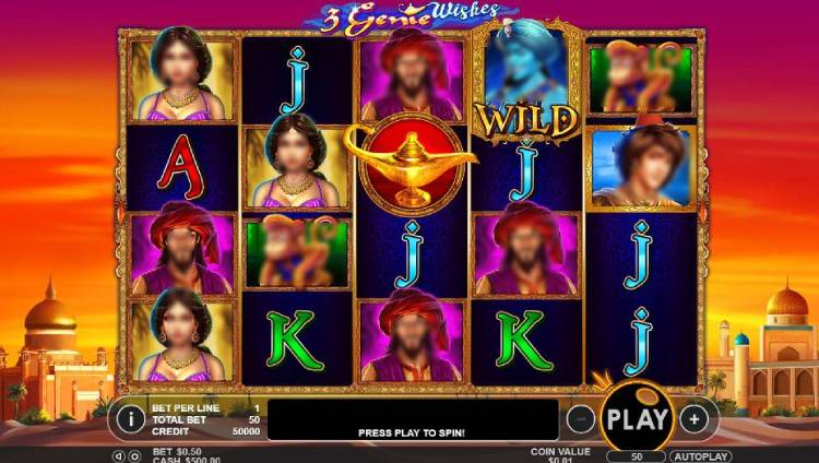 3 Genie Wishes Slots Reels