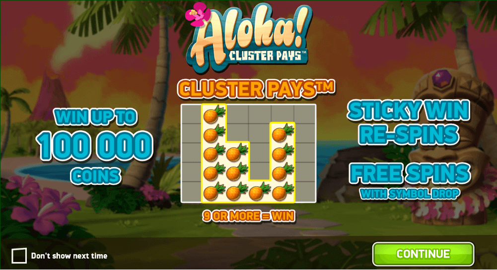 Aloha! Cluster Pays Slot Bonuses